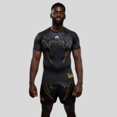 рашгард venum serpenti short sleeve black/silver/gold
