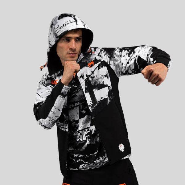суичър ufc zenith by venum authentic fight week men's white zip hoodie 3