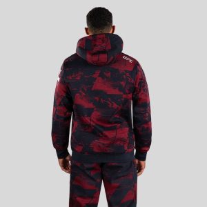 суичър ufc zenith by venum authentic fight week men's burgundy pullover hoodiee 1