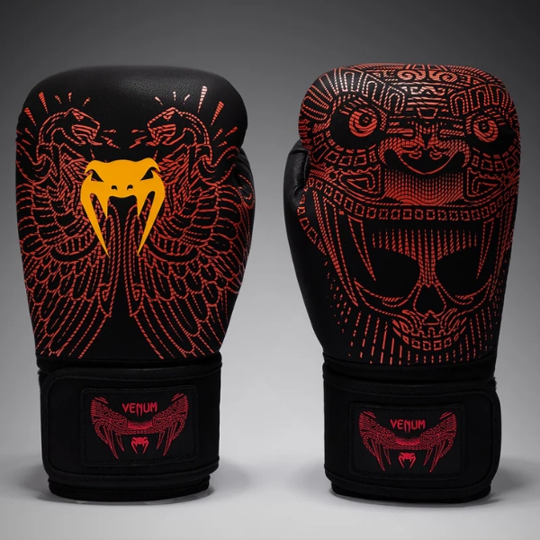 Боксови Ръкавици Venum Quetzal Fury Boxing Gloves - Black Fury Red Tangerine 1