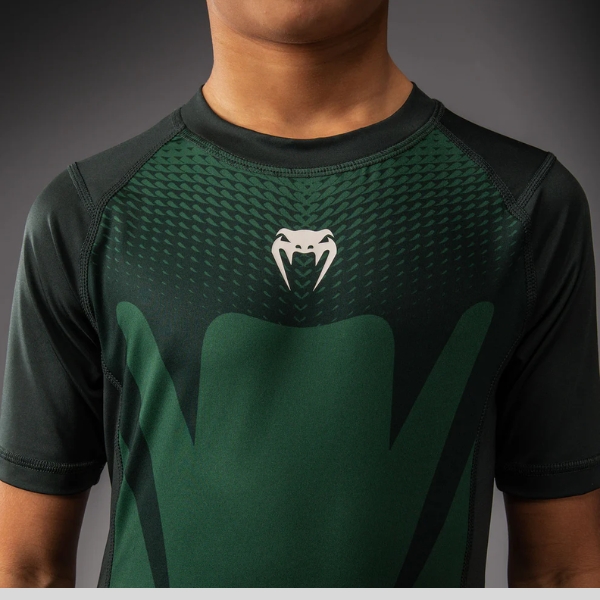Детски Рашгард Venum Attack Kids Short Sleeve Rashguard - Forest Green Off White 1
