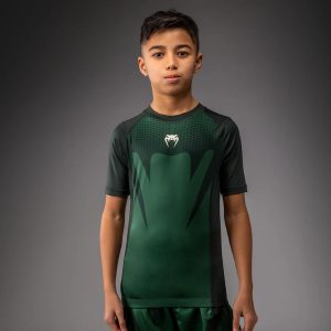 Детски Рашгард Venum Attack Kids Short Sleeve Rashguard - Forest Green Off White