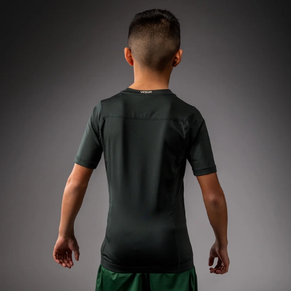 Детски Рашгард Venum Attack Kids Short Sleeve Rashguard - Forest Green/ Off White