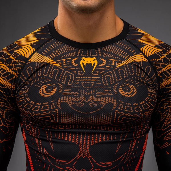 Рашгард Venum Quetzal Fury Long Sleeve Rashguard - Black Fury Red Tangerine 2