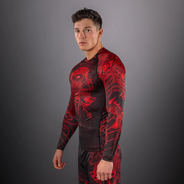 Рашгард Venum Wolf Atak Long Sleeve Rashguard - Black Red 2