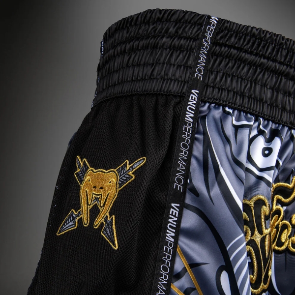 муай тай шорти venum wolf atak muay thai shorts - black grey 3