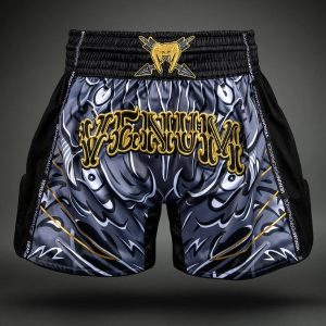муай тай шорти venum wolf atak muay thai shorts - black grey