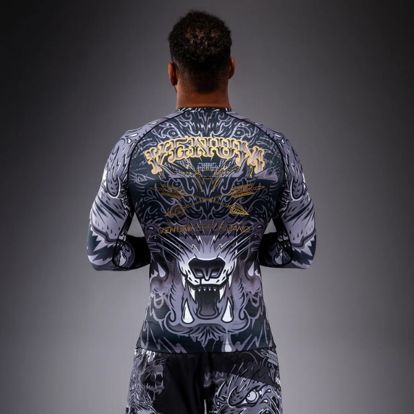 рашгард venum wolf atak long sleeve rashguard - black grey 1