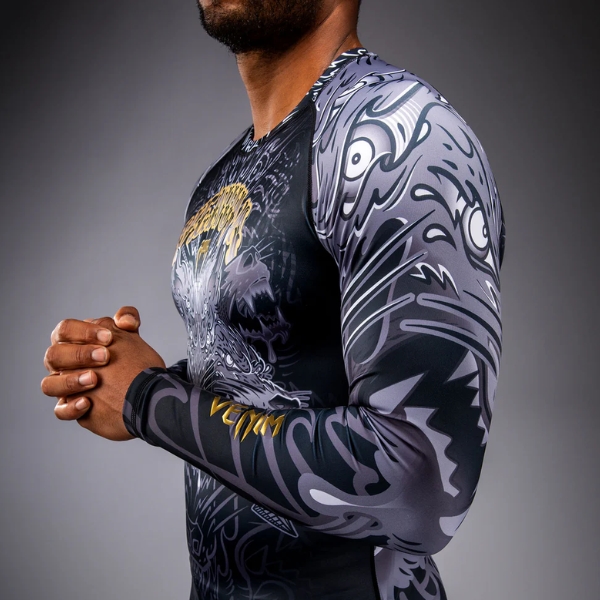 рашгард venum wolf atak long sleeve rashguard - black grey 2
