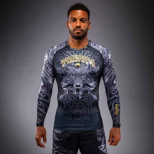 рашгард venum wolf atak long sleeve rashguard - black grey