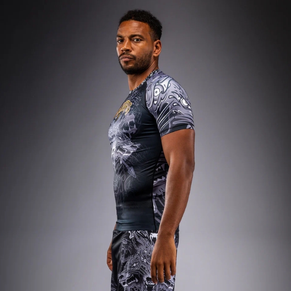 рашгард venum wolf atak short sleeve rashguard - black grey 3