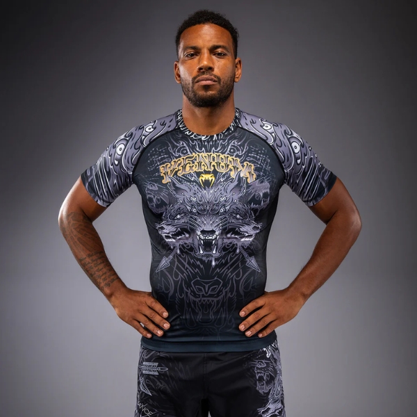 рашгард venum wolf atak short sleeve rashguard - black grey