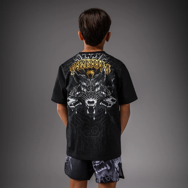 детска тениска venum wolf atak kids t-shirt - blackgrey