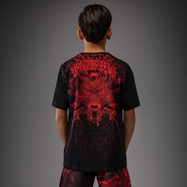 детска тениска venum wolf atak kids t-shirt - black/red