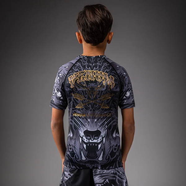 детски рашгард venum wolf atak kids short sleeve rashguard - black grey 1