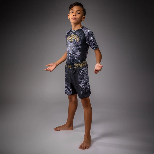 детски шорти venum wolf atak kids fightshorts - black/grey 2