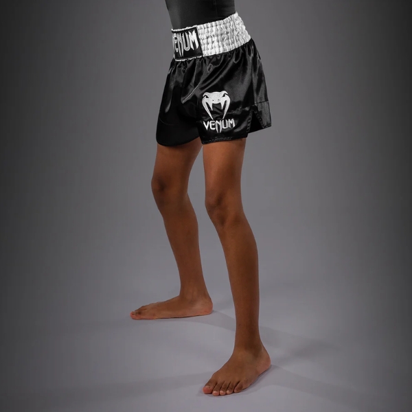 детски муай тай шорти venum classic muay thai shorts for kids - black/white