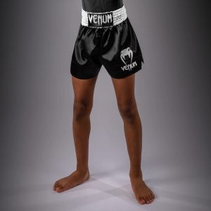 детски муай тай шорти venum classic muay thai shorts for kids - black/white