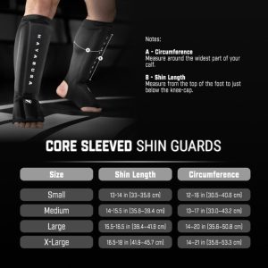 протектори за крака hayabusa core sleeved shin guards размери