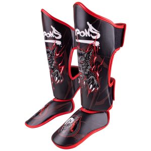 Детски протектори за крака 8 WEAPONS Beastial Black/Red графики вълк