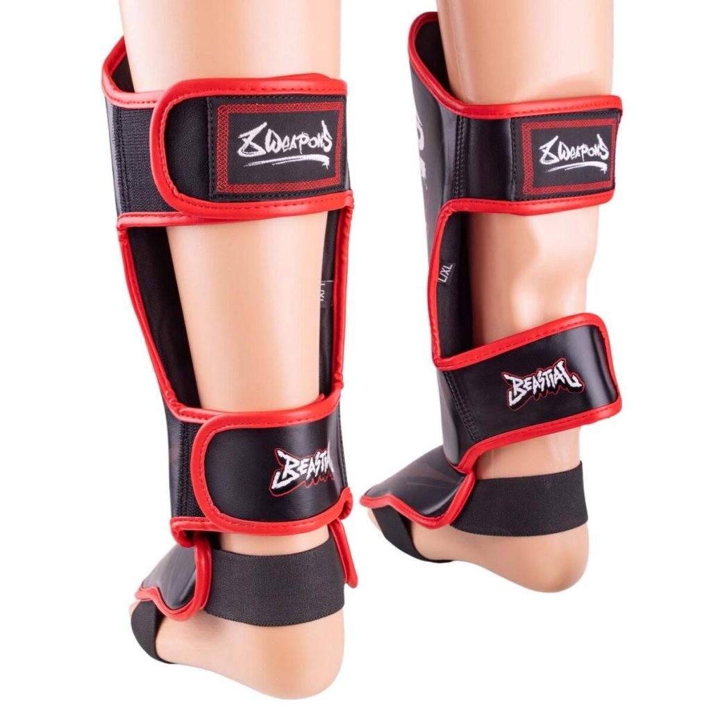 Детски протектори за крака 8 WEAPONS Beastial Black/Red закрепване на краката