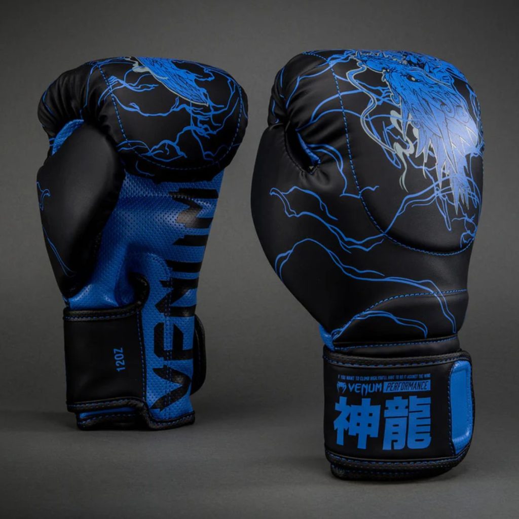 Боксови Ръкавици Venum Thunder Dragon Black/Royal Blue – изглед отпред