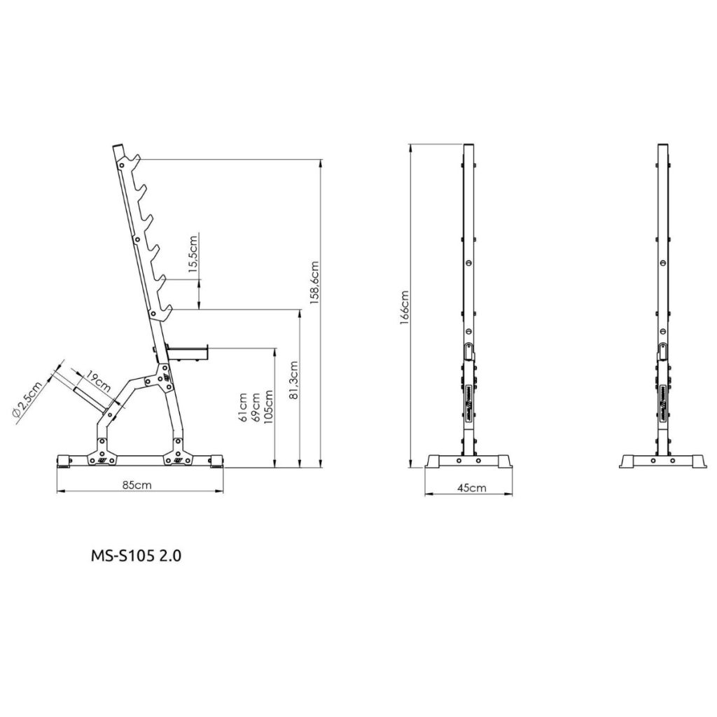 Стойки за щанги Marbo Sport MS-S105 2.0 с 6 нива за поставяне