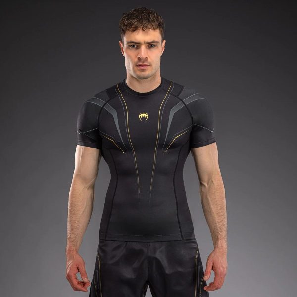 Рашгард Venum Streamline Short Sleeve Rashguard Black/Gold – изглед отпред