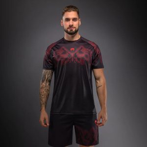 Тениска Venum Spectre Dry-Tech T-Shirt Black/Red — преден изглед, технология Dry-Tech, VENUM-06308-100