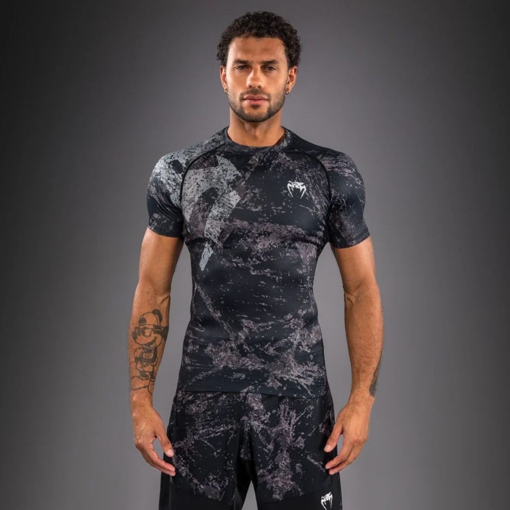 Рашгард Venum Rage & Workout Short Sleeve Rashguard – Black/Grey