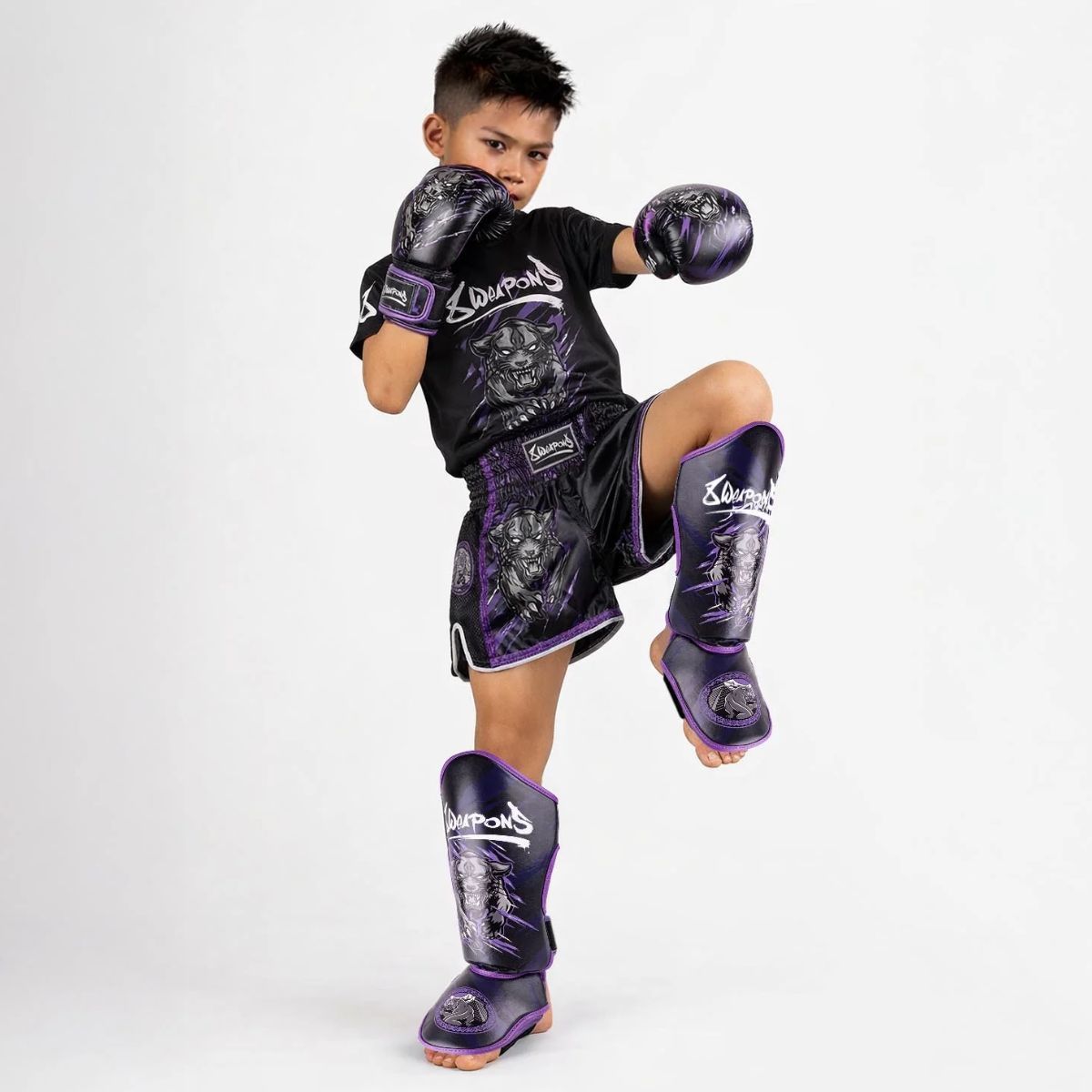 Детска Тениска 8 WEAPONS Beastial Panther Black-Purple – снимка 3