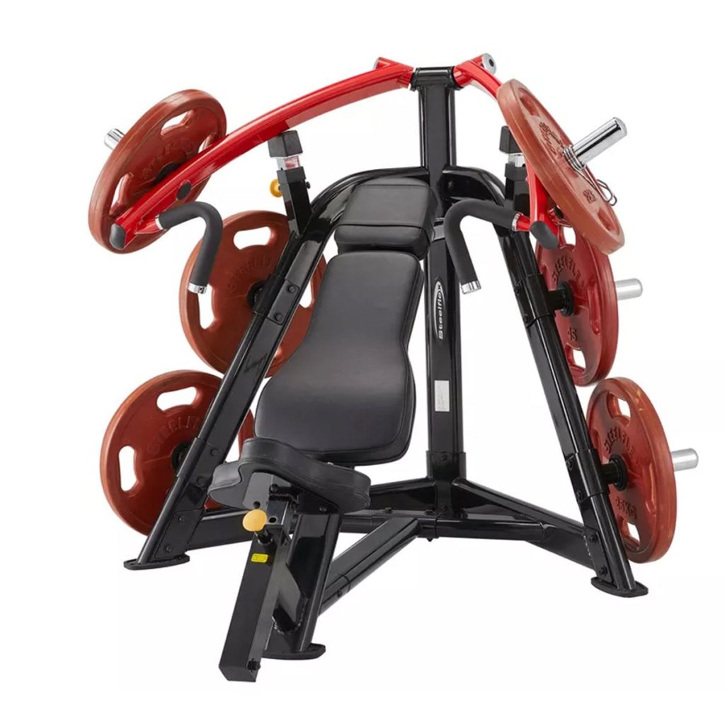 Фитнес уред за гърди наклонена преса Steelflex PLIP – с дискове