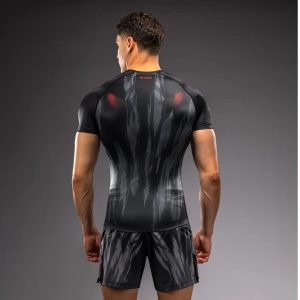 Рашгард Venum Demon Short Sleeve Rashguard – Black/Grey – заден изглед с принт от колекцията Demon