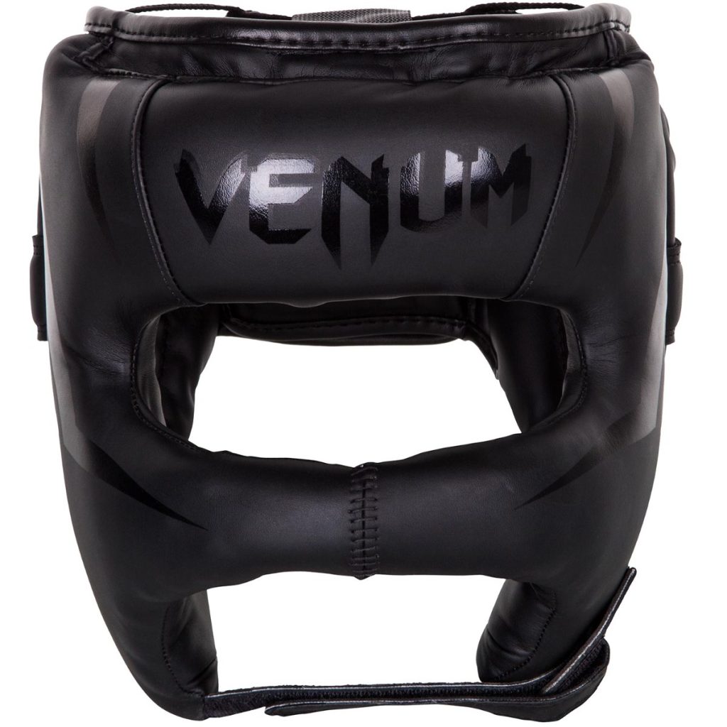 Каска за бокс Venum Elite Iron Headgear Black/Black – отпред