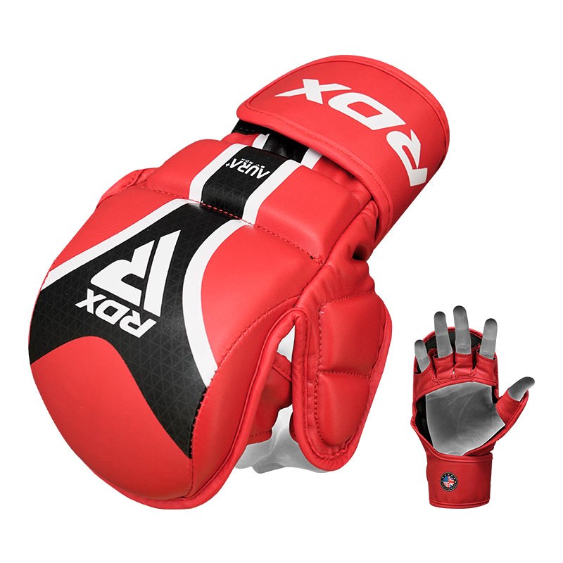 ММА ръкавици RDX Shooter Aura Plus T-17 червени – под ъгъл