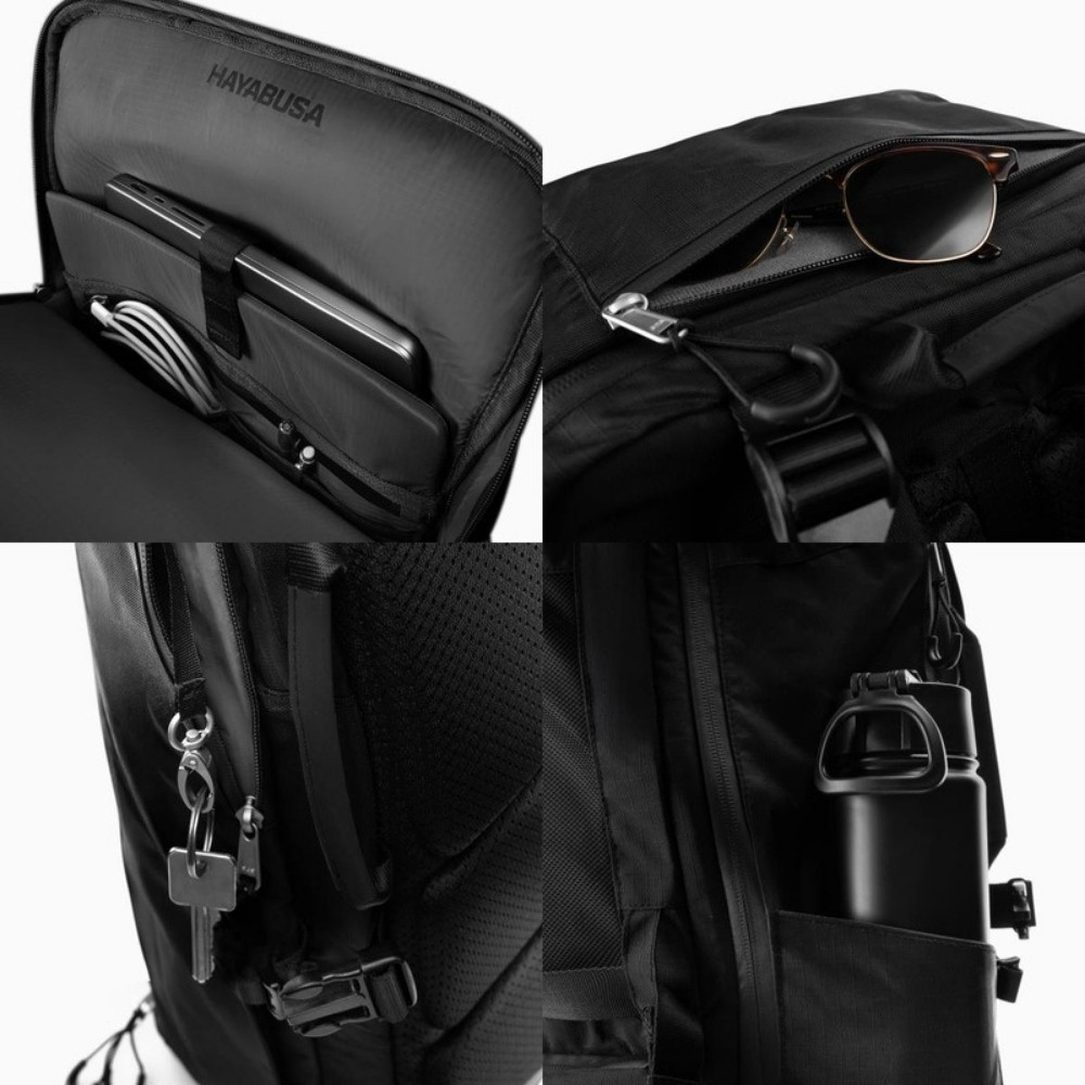 Раница Hayabusa Airstream Athletic Backpack ASABP-BK черна – детайл на джобовете